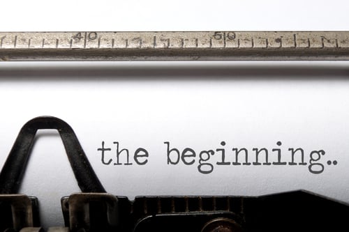 the beginning on a typewriter